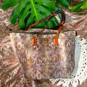 Beautiful Vintage Dooney and Bourke Snakeskin Leather O Ring Tote Purse
